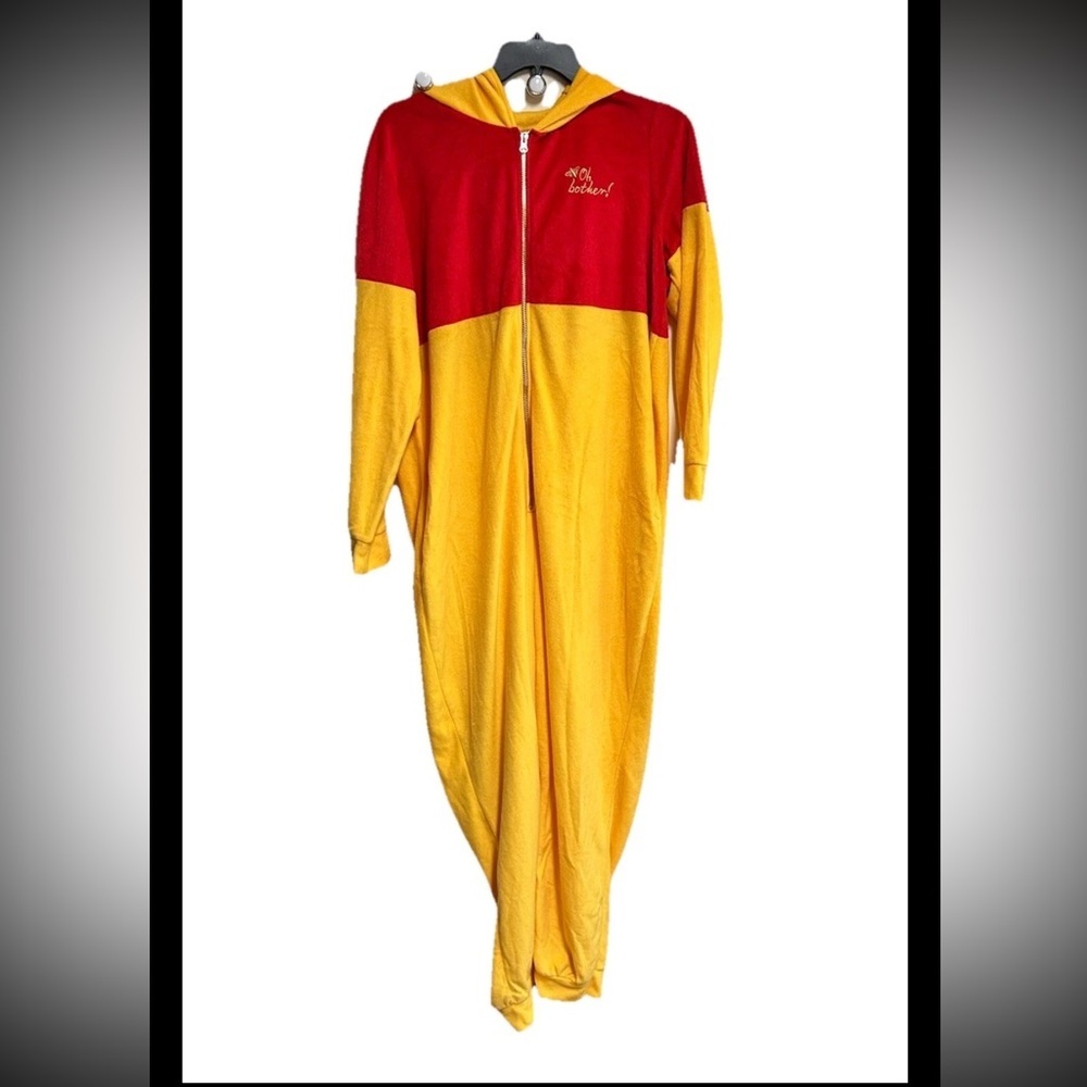 Disney Winnie the Pooh Jumpsuit Pajamas Costume Size 3XL Fleece Hooded